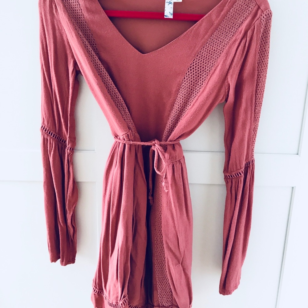Anthropologie boho mauve hippy chic dress